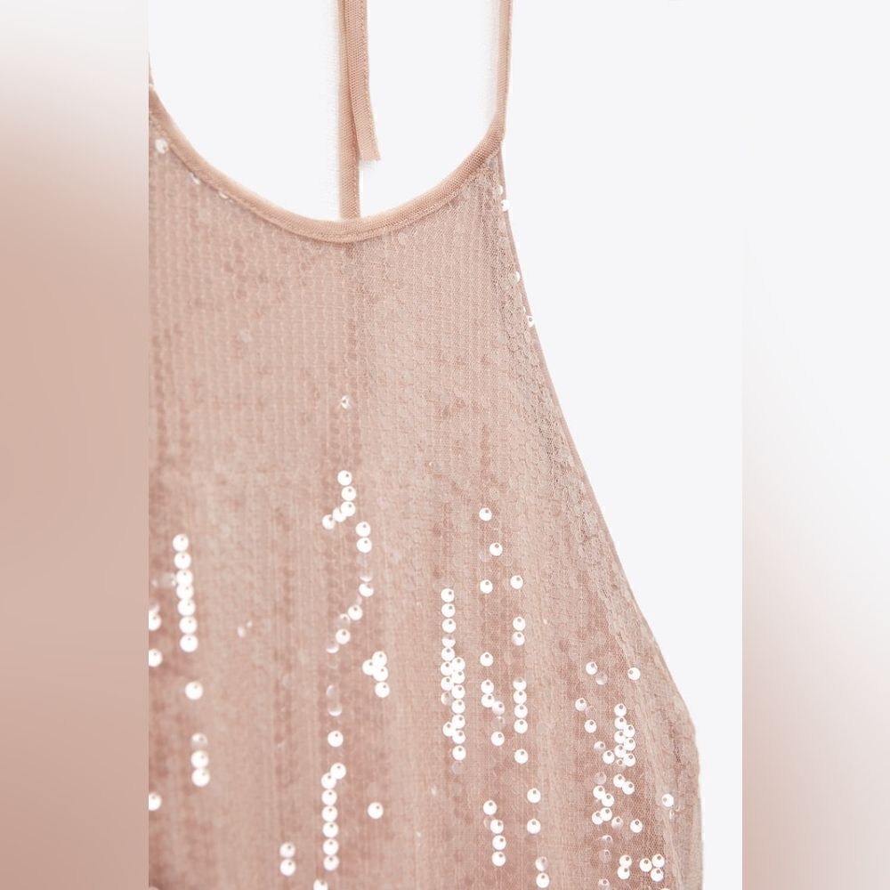 ZARA SEQUIN HALTER DRESS - Picture 7 of 9